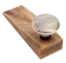 Golden Border Pattern Flat Ceramic Wooden Door Stopper