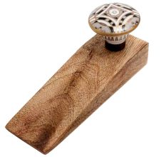 Golden Ceramic Floral Wooden Door Stopper