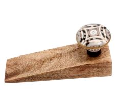 Golden Ceramic Floral Wooden Door Stopper