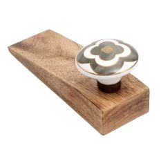Golden Floral Ceramic Wooden Door Stopper