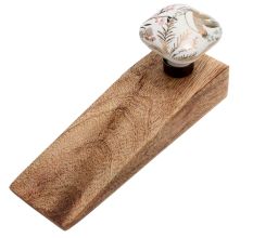 Golden Leaf Bird Square Ceramic Wooden Door Stopper