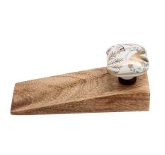 Golden Leaf Bird Square Ceramic Wooden Door Stopper