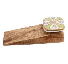 Golden Leaf Flower Square Ceramic Wooden Door Stopper