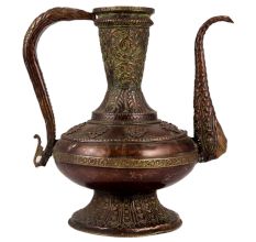 Old Copper Surahi With engraved Islamic Design