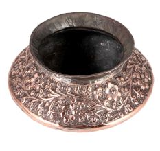 Embossed Copper Handi Pot In Floral Design