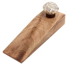 Grey Hexagon Small Ceramic Wooden Door Stopper