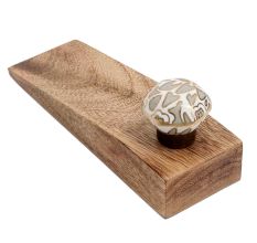 Grey Hexagon Small Ceramic Wooden Door Stopper