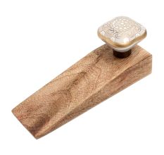 Light Grey Square Ceramic Wooden Door Stopper