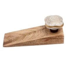 Light Grey Square Ceramic Wooden Door Stopper