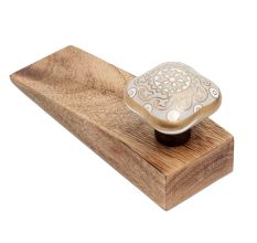 Light Grey Square Ceramic Wooden Door Stopper