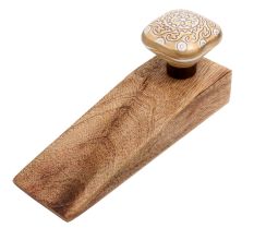 Mustard Square Ceramic Wooden Door Stopper