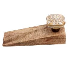Mustard Square Ceramic Wooden Door Stopper