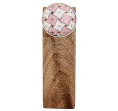 Pink and White Golden Checkerboard Ceramic Wooden Door Stopper