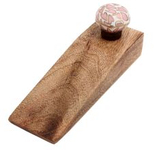 Pink Hexagon Small Ceramic Wooden Door Stopper