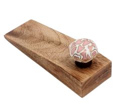 Pink Hexagon Small Ceramic Wooden Door Stopper