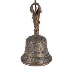 Brass Buddhist Temple Hand Bell In Dark Finish