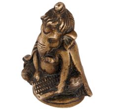 Brass Statue of Lord Ganesha Playing Harmonium