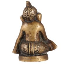 Brass Statue of Lord Ganesha Playing Harmonium