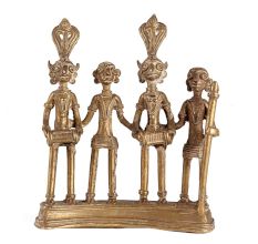 Folk Art Brass Figurines With Tribal Dance Themes