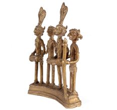 Folk Art Brass Figurines With Tribal Dance Themes