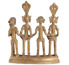 Folk Art Brass Figurines With Tribal Dance Themes