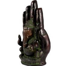 Brass Ganesha Idol Embossed On Hand Design