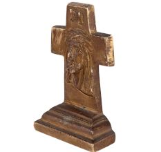 Jesus Face Solid Brass Cross
