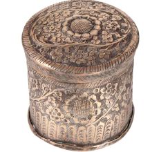 Copper Round Storage Floral Design