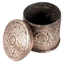 Copper Round Storage Floral Design
