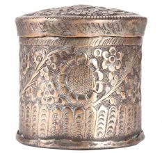 Copper Round Storage Floral Design