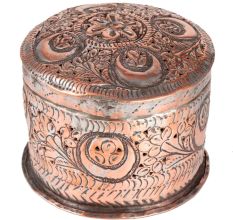 Copper Round kumkum Box