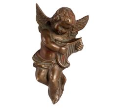 Brass Cherub Playing The Harp
