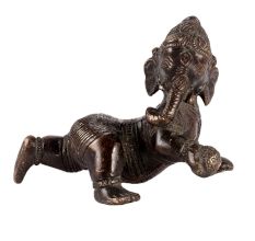 Crawling Bal Ganesha Brass Statue