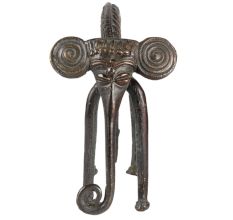 Tribal Brass Elephant With Long Bent Body
