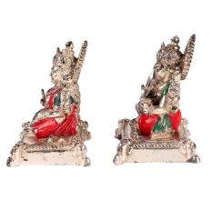 Copper Laxmi Ganesh Murti Pair Color And  Silver Finish