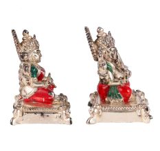 Copper Laxmi Ganesh Murti Pair Color And  Silver Finish