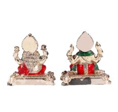 Copper Laxmi Ganesh Murti Pair Color And  Silver Finish
