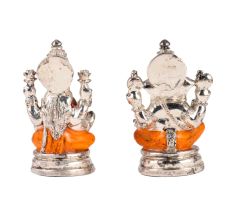 Lakshmi Ganesha Murti in Copper And Silver