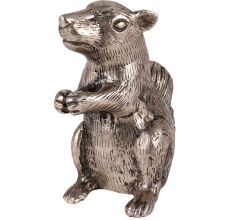 Brass Squirrel Figurine In Silver Finish