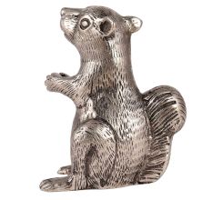 Brass Squirrel Figurine In Silver Finish