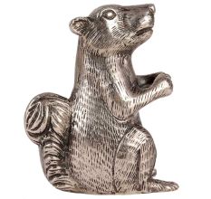 Brass Squirrel Figurine In Silver Finish