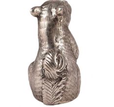 Brass Squirrel Figurine In Silver Finish
