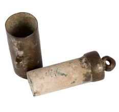 Old Brass Lime And Tobacco Container Box