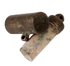 Old Brass Lime And Tobacco Container Box