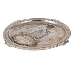 Brass Ruhi Darwaza Carved Tray In Silver Finish