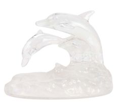 Dolphin Family Glass Show Piece Or Paperweight