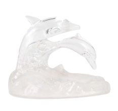 Dolphin Family Glass Show Piece Or Paperweight