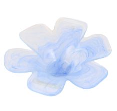 Blue Glass Flower Serving Dish Bowl In Pair