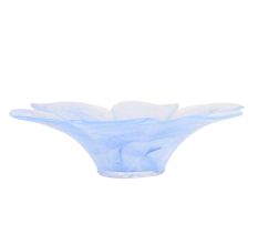 Blue Glass Flower Serving Dish Bowl In Pair