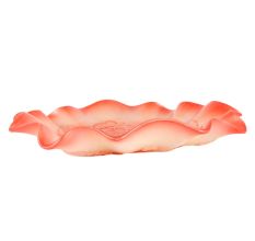 Red Glass Leaf Fruit Serving Tray